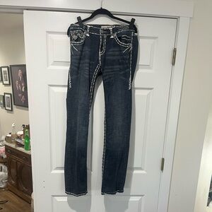 Stylish Boot Cut Jeans in Dark Blue